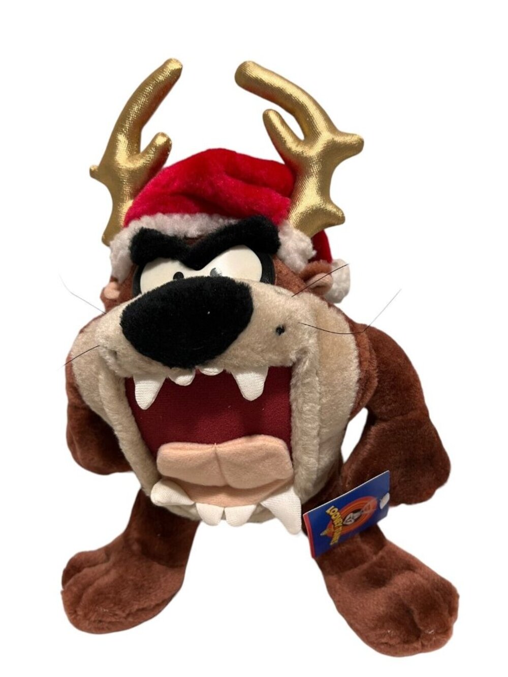 Tasmanian Devil Looney Tunes Ace Taz Christmas Santa Hat Antlers 1998 w/tags